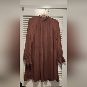 H&M Chestnut Pleated Dress Size M